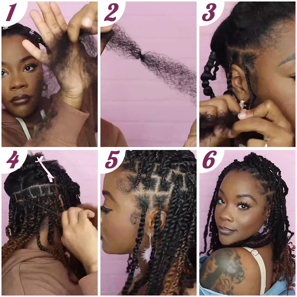 QVR Afro Kinkys Bulk Human Hair for Dreadlock Extensions Repair Locs 50 Gram/Pack,Auburn Brown Color 18 inches Mini Twist Braiding Afro Kinky Human Hair for Locs