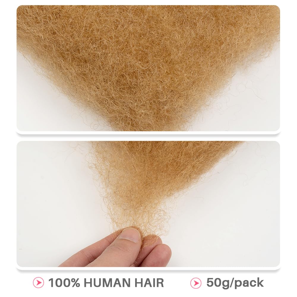 QVR Afro Kinkys Bulk Human Hair for Dreadlock Extensions Repair Locs 50 Gram/Pack,Auburn Brown Color 18 inches Mini Twist Braiding Afro Kinky Human Hair for Locs