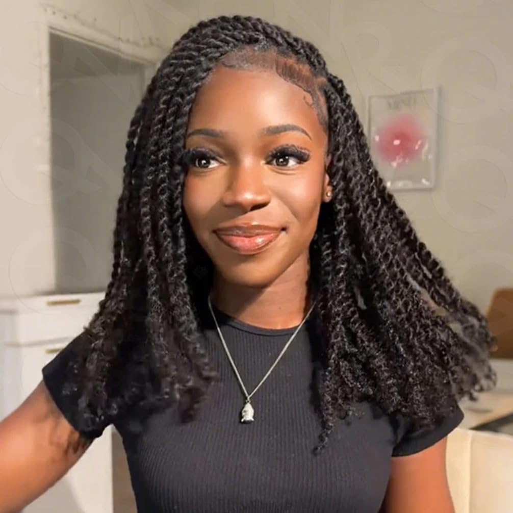 QVR Afro Kinkys Bulk Human Hair for Dreadlock Extensions Repair Locs 150 Gram, Dark Brown 14inches Mini Spring Twist Braiding Afro Kinky Human Hair for LocKs