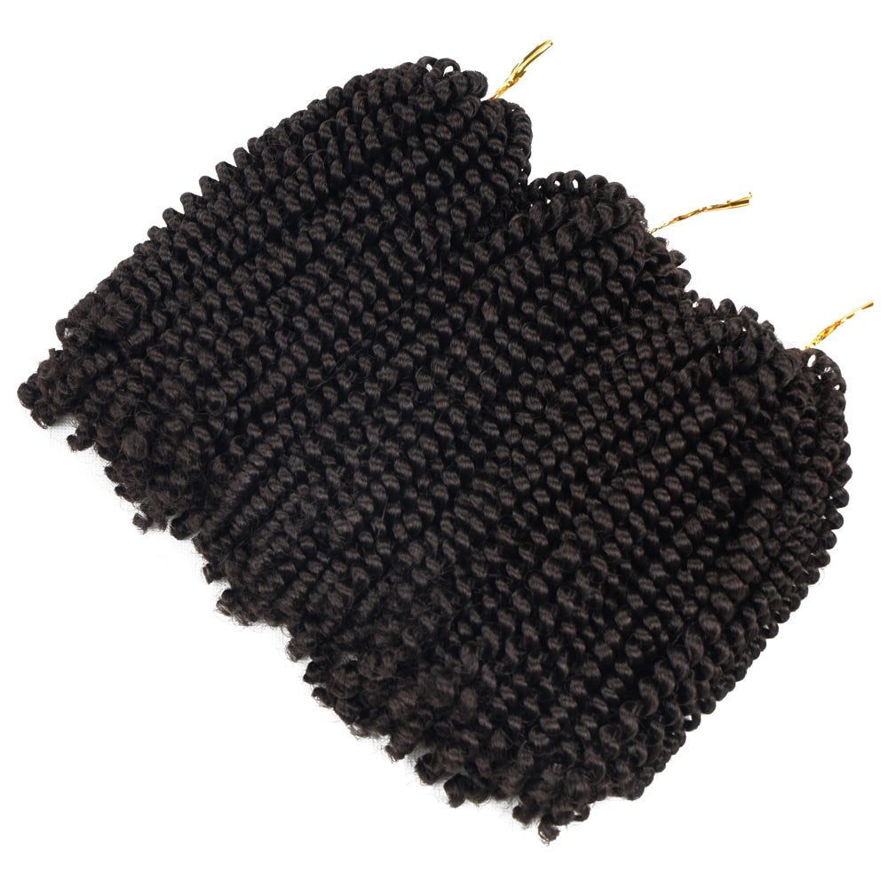 Beyond Beauty Spring Twist Crochet Hair 90strands 8 Inch Fluffy Spring Twists Braiding,Spring Twist Crochet Braids Bomb for Black Women (1B)