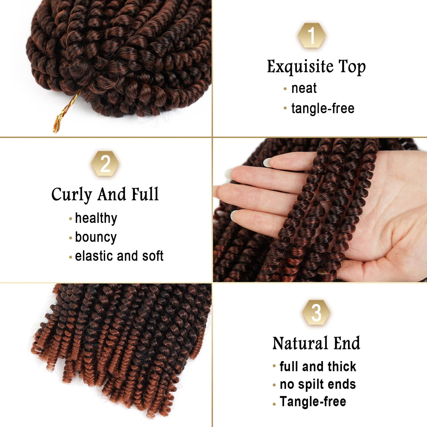 Beyond Beauty Spring Twist Crochet Hair 90strands 8 Inch Fluffy Spring Twists Braiding,Spring Twist Crochet Braids Bomb for Black Women (1B)