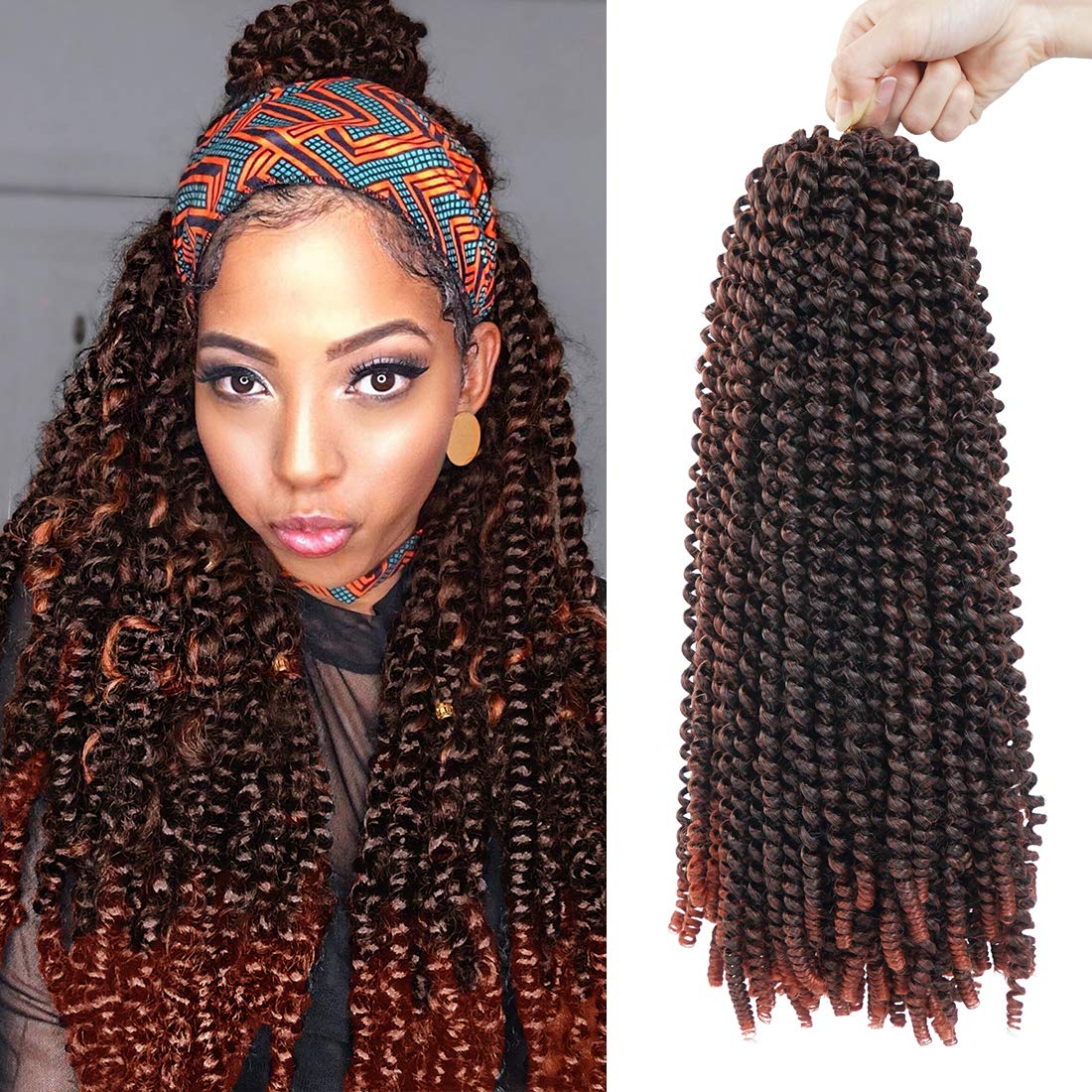 Beyond Beauty Spring Twist Crochet Hair 90strands 8 Inch Fluffy Spring Twists Braiding,Spring Twist Crochet Braids Bomb for Black Women (1B)