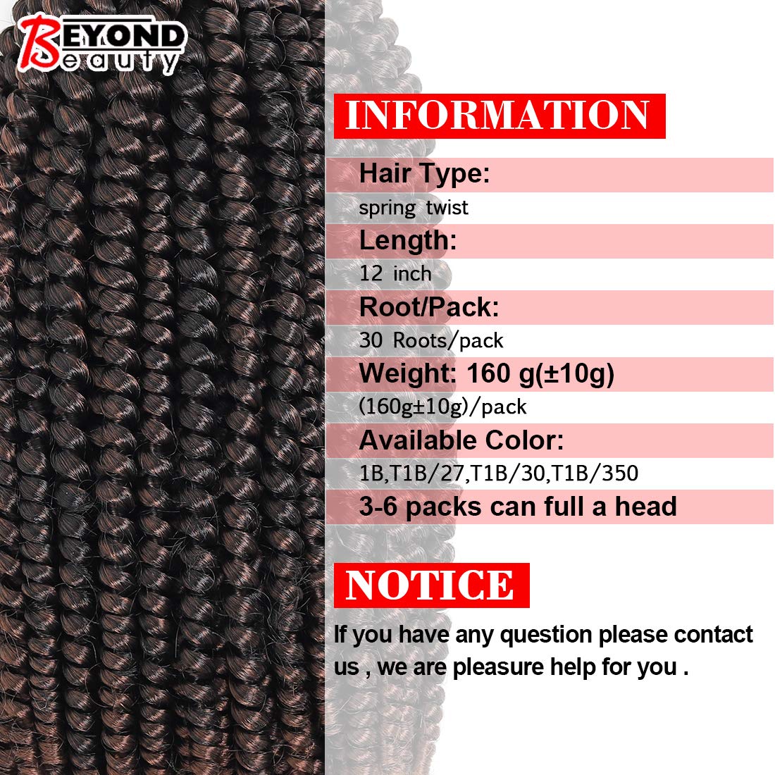 Beyond Beauty Spring Twist Crochet Hair 90strands 8 Inch Fluffy Spring Twists Braiding,Spring Twist Crochet Braids Bomb for Black Women (1B)