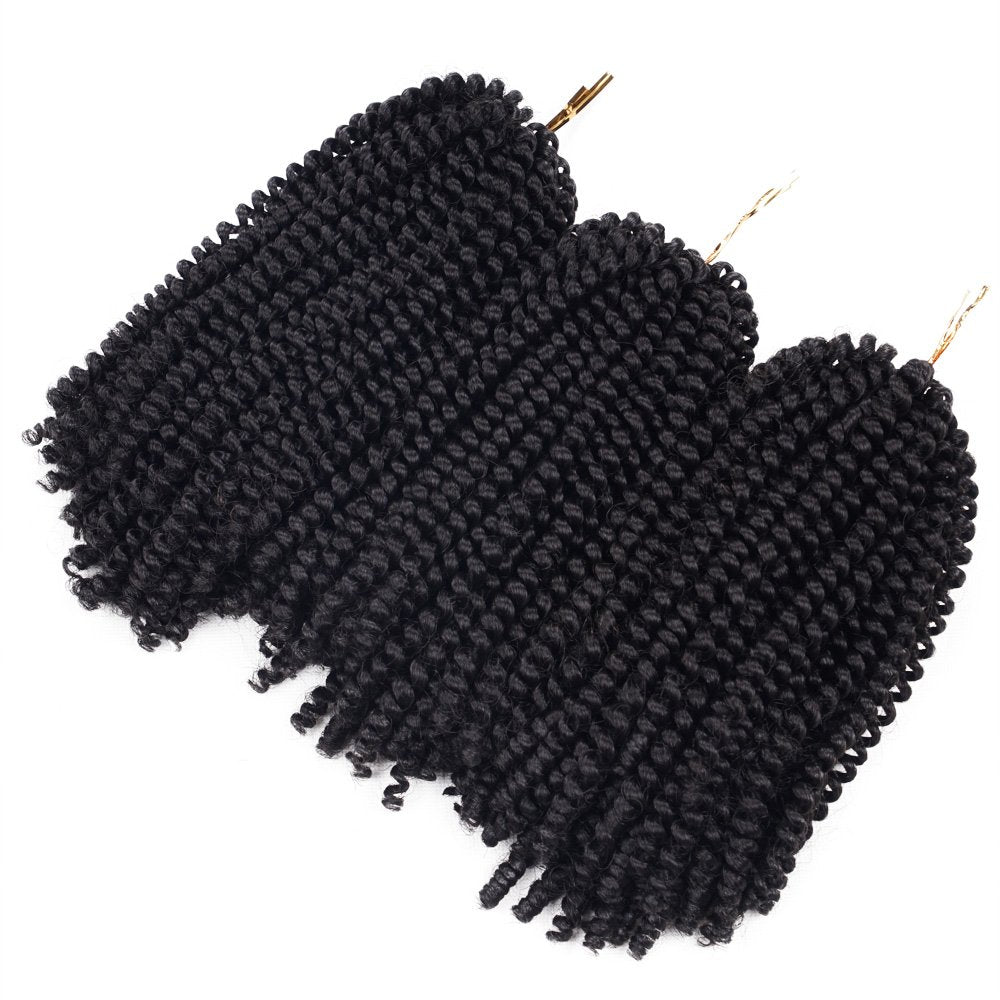 Beyond Beauty Spring Twist Crochet Hair 90strands 8 Inch Fluffy Spring Twists Braiding,Spring Twist Crochet Braids Bomb for Black Women (1B)