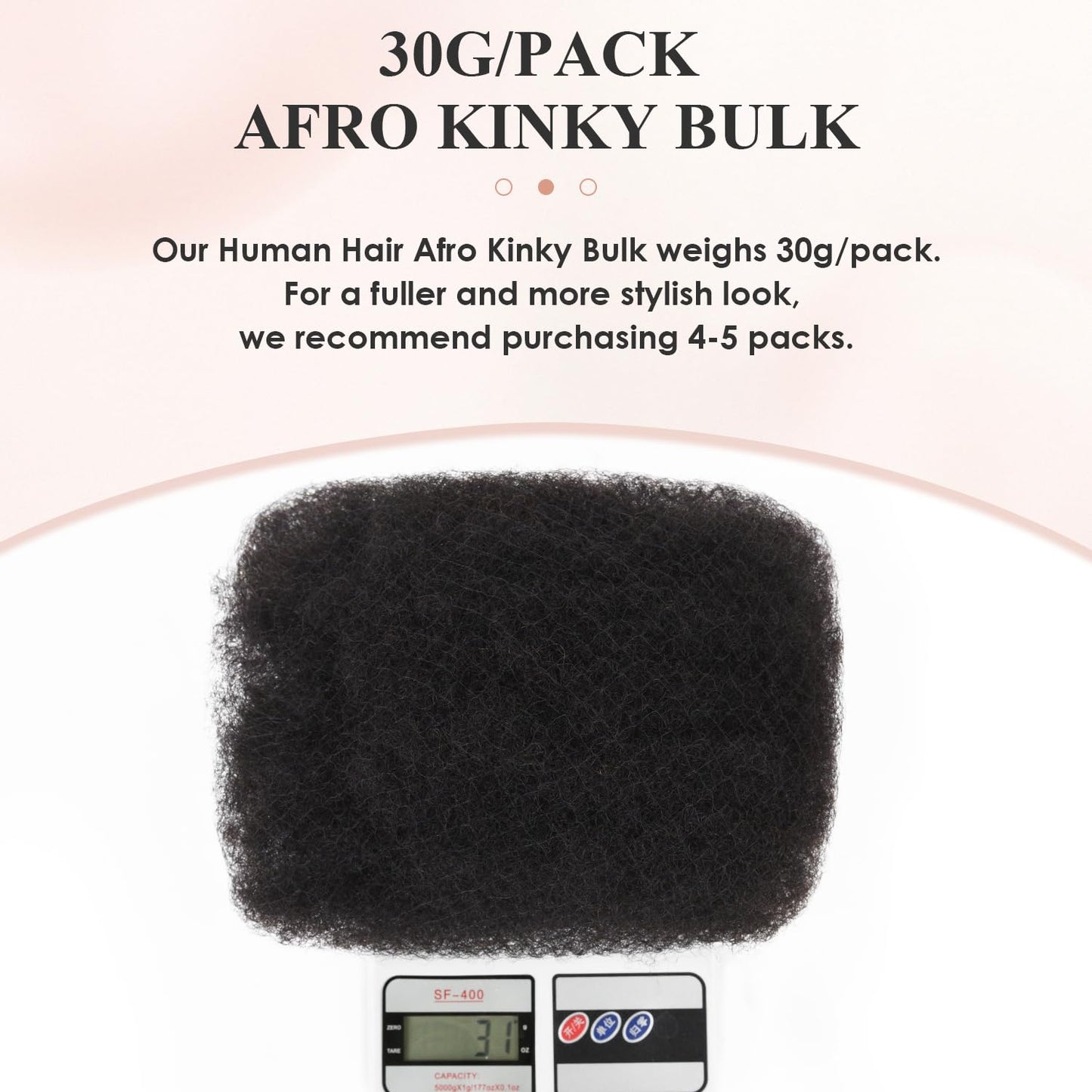 Afro Kinkys Bulk Human Hair 3 Pack 150g,Afro Kinky-Curly Human Hair Bulk Hair Bulk Human Braiding Hair for Dreadlock Extensions Repair Locs,Twist Afro Kinky Twist Extensions (14 Inch,50g/Pack)