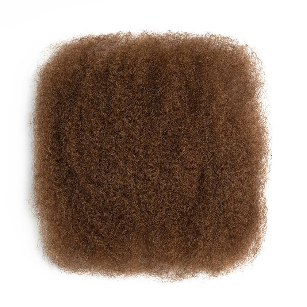 QVR Afro Kinkys Bulk Human Hair for Dreadlock Extensions Repair Locs 50 Gram/Pack,Auburn Brown Color 18 inches Mini Twist Braiding Afro Kinky Human Hair for Locs