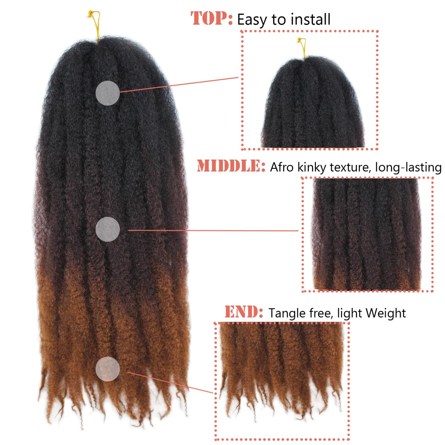 Vustbeauty Marley Twist Braiding Hair 24 Inch Marley Twist Hair Long Cuban Twist Hair 8 Packs Afro Kinky Curly Twist Crochet Hair Synthetic Marley Hair Extensions (24 Inch 8packs, 1B)