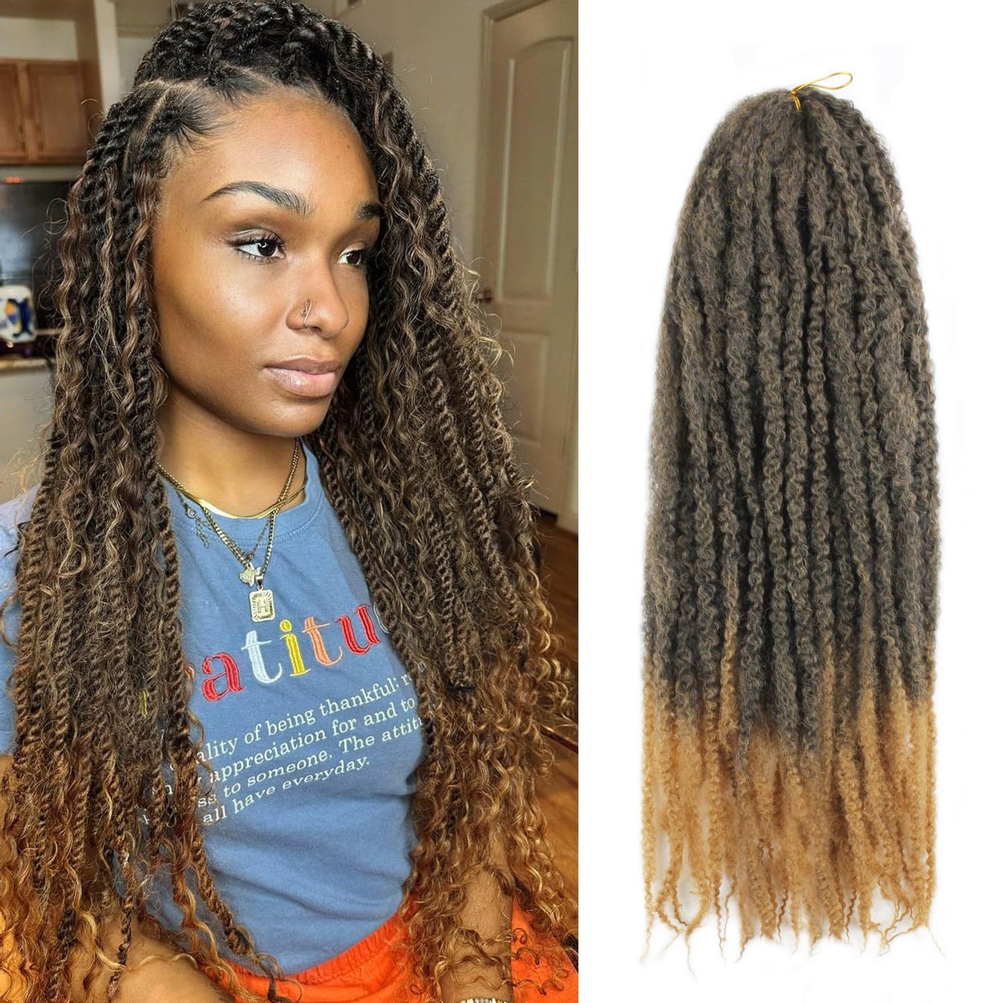 Vustbeauty Marley Twist Braiding Hair 24 Inch Marley Twist Hair Long Cuban Twist Hair 8 Packs Afro Kinky Curly Twist Crochet Hair Synthetic Marley Hair Extensions (24 Inch 8packs, 1B)