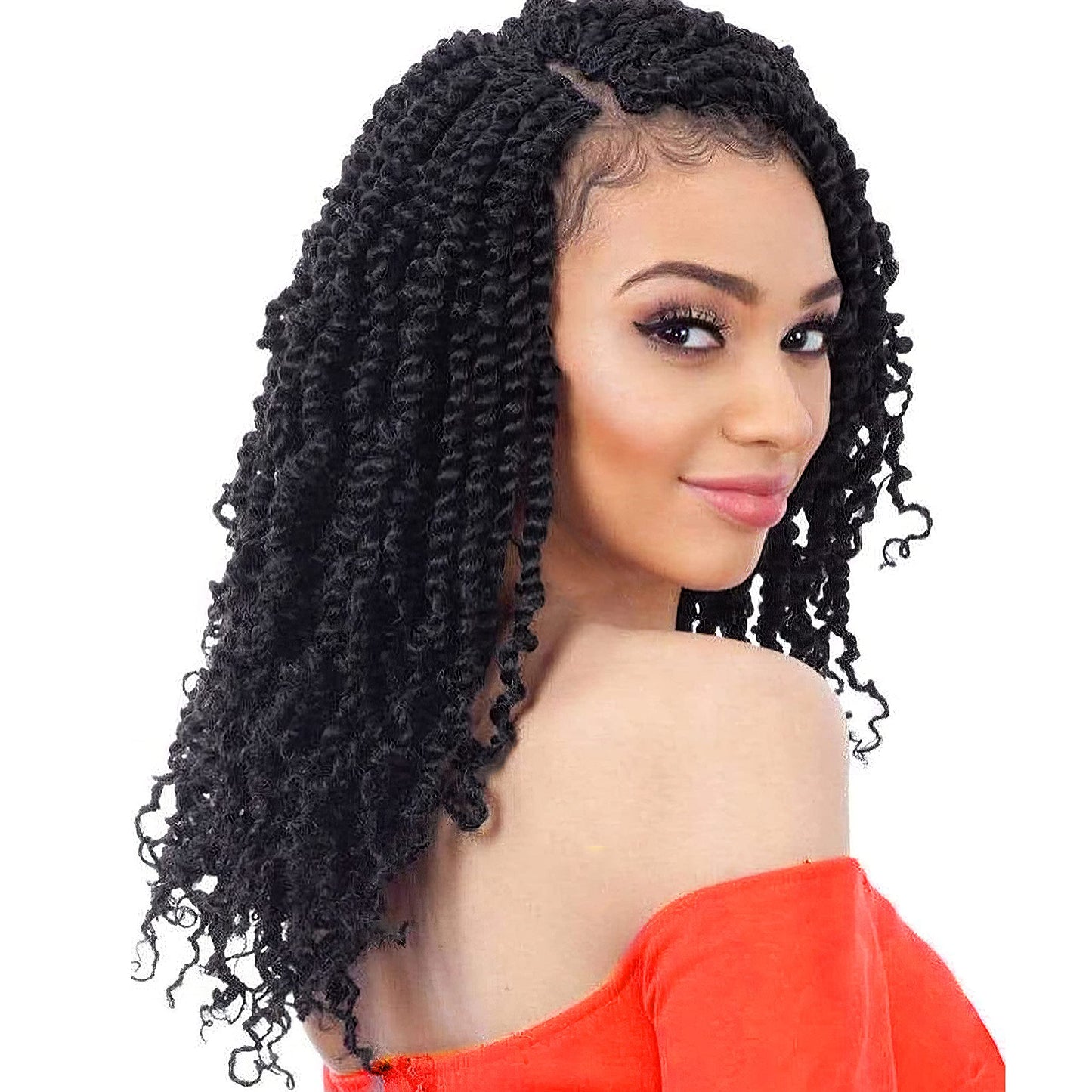 Beyond Beauty Spring Twist Crochet Hair 90strands 8 Inch Fluffy Spring Twists Braiding,Spring Twist Crochet Braids Bomb for Black Women (1B)