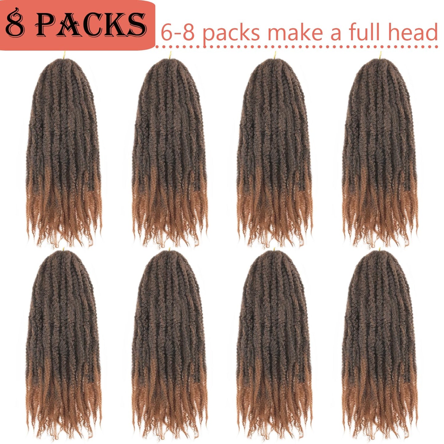 Vustbeauty Marley Twist Braiding Hair 24 Inch Marley Twist Hair Long Cuban Twist Hair 8 Packs Afro Kinky Curly Twist Crochet Hair Synthetic Marley Hair Extensions (24 Inch 8packs, 1B)