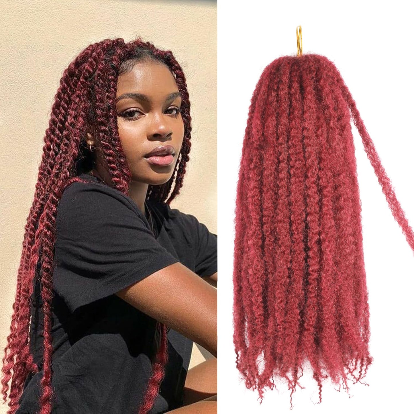 Vustbeauty Marley Twist Braiding Hair 24 Inch Marley Twist Hair Long Cuban Twist Hair 8 Packs Afro Kinky Curly Twist Crochet Hair Synthetic Marley Hair Extensions (24 Inch 8packs, 1B)