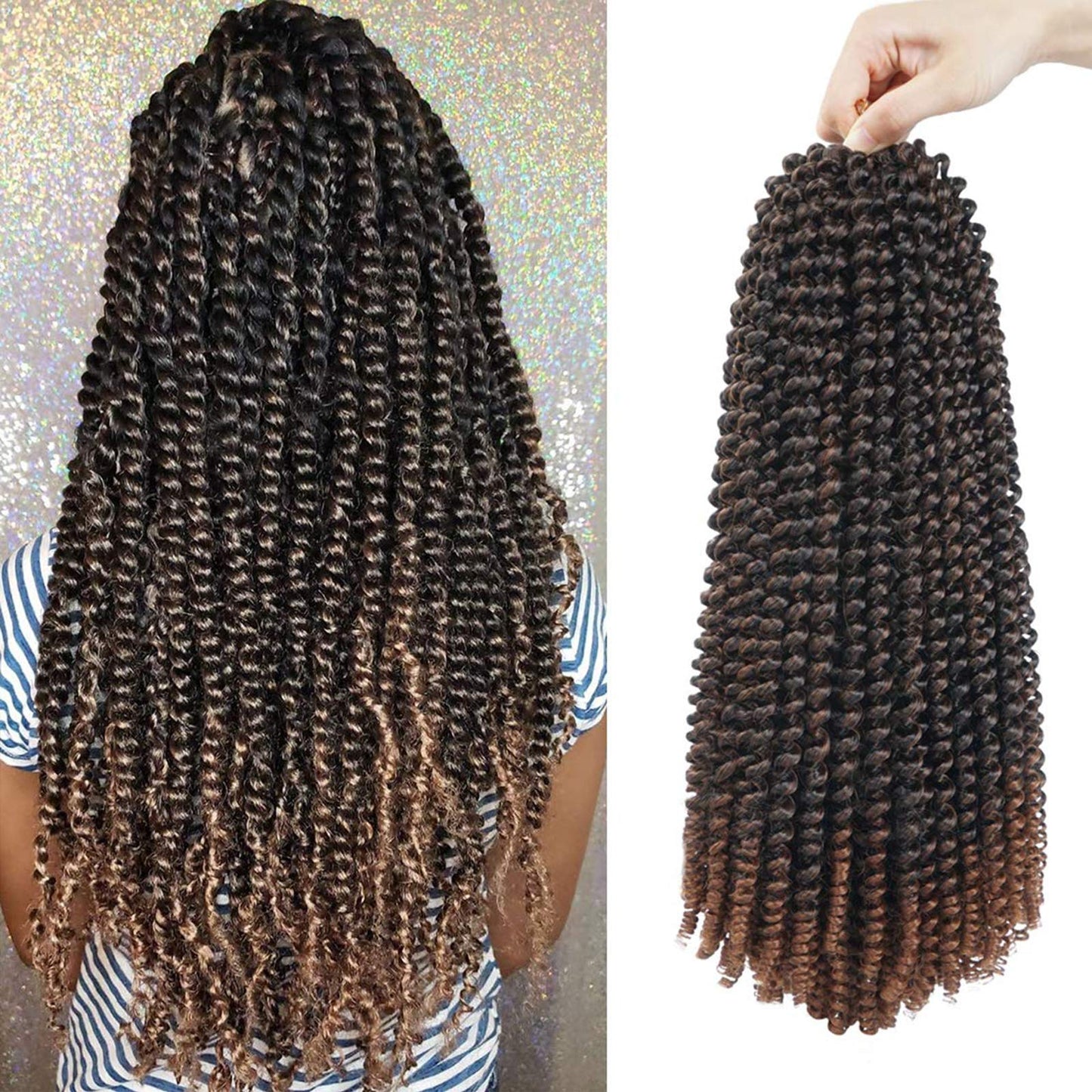 Beyond Beauty Spring Twist Crochet Hair 90strands 8 Inch Fluffy Spring Twists Braiding,Spring Twist Crochet Braids Bomb for Black Women (1B)