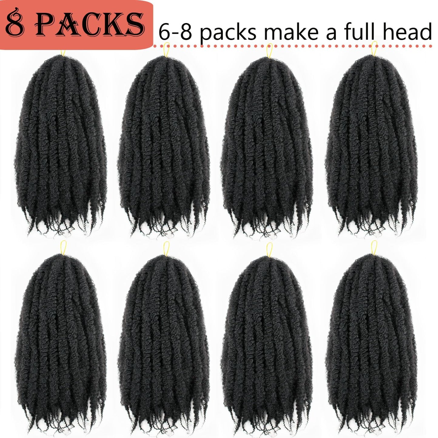 Vustbeauty Marley Twist Braiding Hair 24 Inch Marley Twist Hair Long Cuban Twist Hair 8 Packs Afro Kinky Curly Twist Crochet Hair Synthetic Marley Hair Extensions (24 Inch 8packs, 1B)