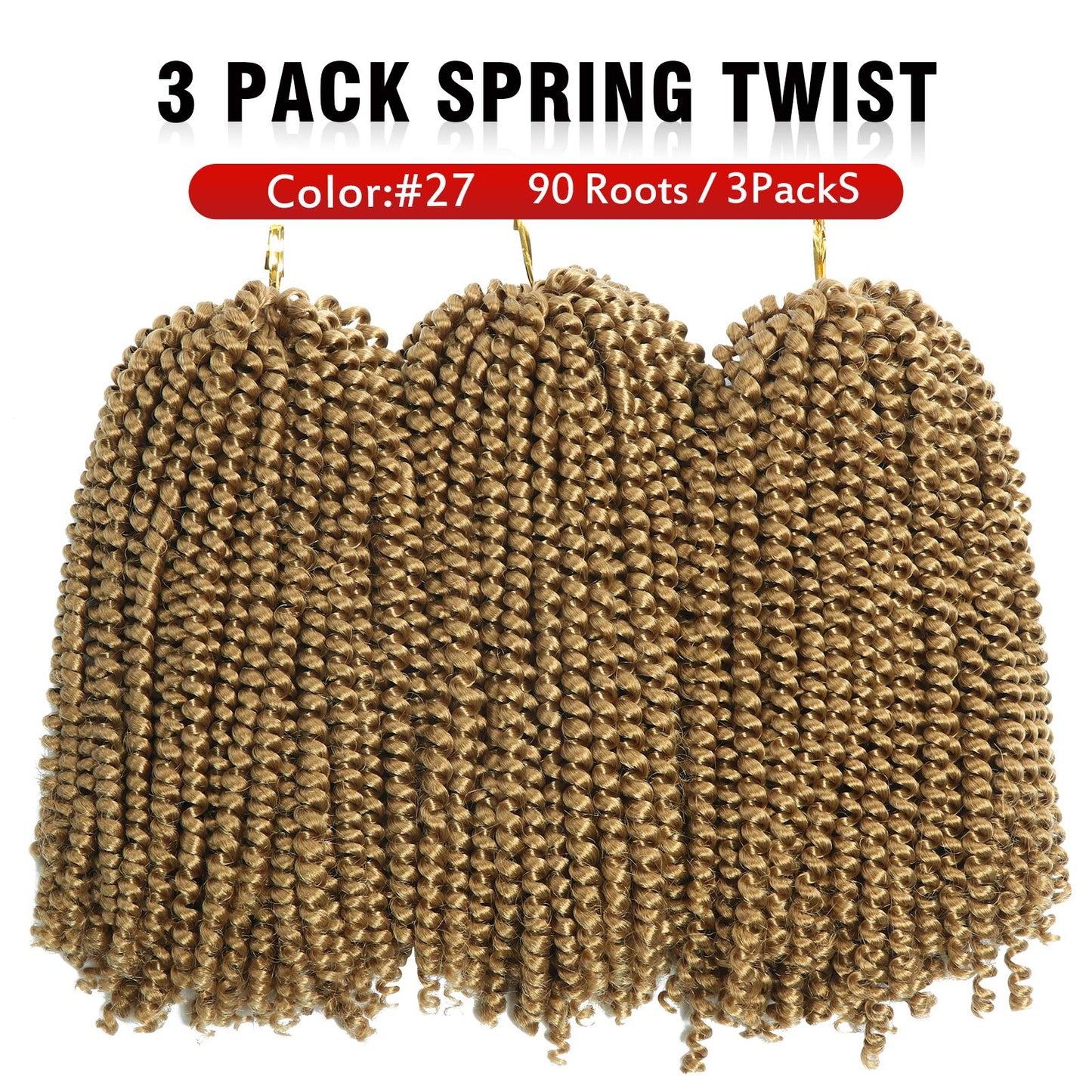 Beyond Beauty Spring Twist Crochet Hair 90strands 8 Inch Fluffy Spring Twists Braiding,Spring Twist Crochet Braids Bomb for Black Women (1B)
